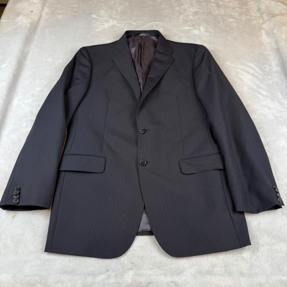 Ermenegildo Zegna Mens 42L Pinstripe Wool Blazer Sport Coat 3510/2FP Navy Blue